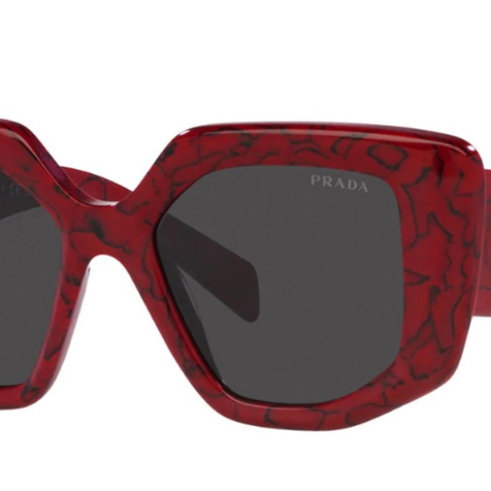 Prada 50mm Geometric Sunglasses - Red/Dark Grey - Picture 3 of 4